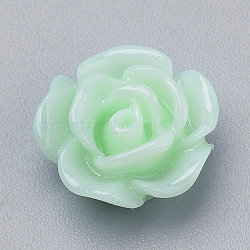 Resin Cabochons, Rose Flower, Light Green, 10x5mm, Bottom: 7~8mm(X-CRES-Q197-29N)