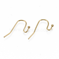 304 Stainless Steel Earring Hooks, Ear Wire, Cadmium Free & Nickel Free & Lead Free, Real 18K Gold Plated, 11x21mm, Pin: 0.7mm(X-STAS-S111-005G-NR)