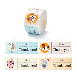 Thank You Stickers Roll, Rectangle Paper Purchase Tag Stickers, Adhesive Labels Stickers, Animal Pattern, 3.3cm, Stickers: 80x30x0.1mmabout 120pcs/roll(DIY-O021-05)