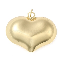 Rack Plating Brass Pendants, with Jump Ring, Puffed Heart Charm, Real 18K Gold Plated, 26x31x13mm, Hole: 3.5mm(KK-M260-01E-G)