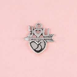 Valentine's Day Tibetan Style Alloy Pendants, Heart, Antique Silver, 23.5x21.5mm(FIND-CJC0019-25F)