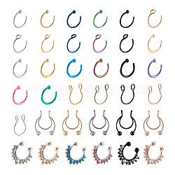 Craftdady 36Pcs 36 Style Alloy & 316L Surgical & 304 Stainless Steel Nose Ring & Nose Stud Set, Ring Shape Piercing & Non-Piercing Body Jewelry for Her, Mixed Color, 9~17.5x9~17.5x0.8~5mm, 1pc/style(AJEW-CF0001-20)