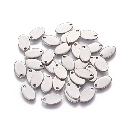 304 Stainless Steel Charms, Stamping Blank Tag, Oval, Stainless Steel Color, 12.5x7.5x1mm, Hole: 1.5mm(STAS-L234-065D)