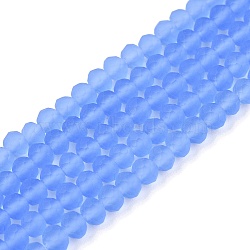 Transparent Glass Beads Strands, Faceted, Frosted, Rondelle, Medium Slate Blue, 3.5~3.8mm, Hole: 1mm, about 113~115pcs/strand, 32.5~33cm(EGLA-A044-T3mm-MD14)