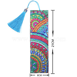 DIY Diamond Painting Kits For Bookmark Making, including Bookmark, Tassel, Resin Rhinestones, Diamond Sticky Pen, Tray Plate and Glue Clay, Rectangle with Mandala Pattern, Flower Pattern, 210x60mm(DIAM-PW0001-206-07)