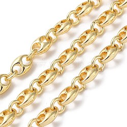 Brass Coffee Bean Link Chains, Unwelded, with Spool, Real 18K Gold Plated, 8.5x5.5x3mm, about 32.81 Feet(10m)/Roll(KK-F862-50G)