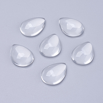 Transparent Glass Cabochons, teardrop, Clear, Size: about 13mm wide, 18mm long, 4.5mm(Range: 4~5mm) thick