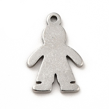 201 Stainless Steel Pendants, Human Charms, Stainless Steel Color, 13x9x1mm, Hole: 1mm
