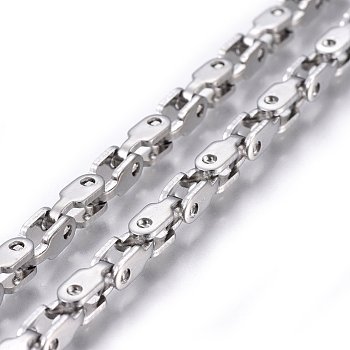 3.28 Feet 304 Stainless Steel Link Chains, Unwelded, Stainless Steel Color, 4mm, Link: 8x4x4mm