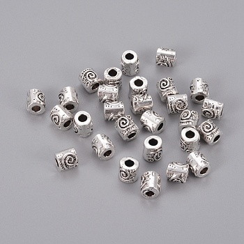 Tibetan Style Alloy Beads, Column, Lead Free and Cadmium Free, Antique Silver, 6mm, Hole: 2.5mm
