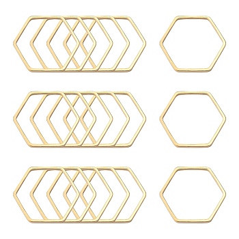 Brass Linking Rings, Hexagon, Light Gold, 20x22.5x1mm