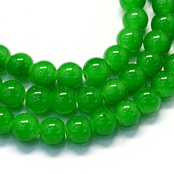 Baking Painted Imitation Jade Glass Round Bead Strands, Green, 6.5mm, Hole: 1.5mm, about 145pcs/strand, 31.8 inch