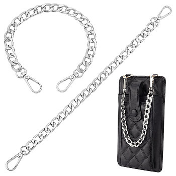 Elite Aluminum Curb Chain Bag Shoulder Straps, with Alloy Swivel Clasps, for Bag Replacement Accessories, Platinum, 30.5cm, 2pcs/box
