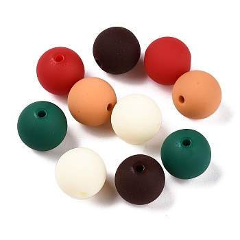 Rubberized Style Imitated Silicone Acrylic Beads, Round, Mixed Color, 11.5x11mm, Hole: 1.8mm