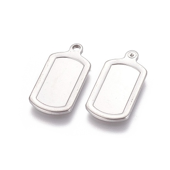201 Stainless Steel Pendants, Rectangle, Stamping Blank Tag, Stainless Steel Color, 24x12x1.5mm, Hole: 1.8mm