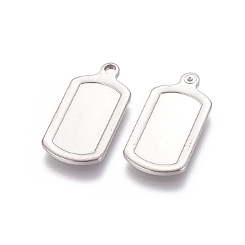 Tarnish Resistant 201 Stainless Steel Pendants, Rectangle, Stamping Blank Tag, Stainless Steel Color, 24x12x1.5mm, Hole: 1.8mm