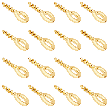 200Pcs Brass Screw Eye Pin Peg Bails, for DIY Jewelry Making Crafts, Real 18K Gold Plated, 8x4x1mm, Hole: 1.8mm, Pin: 1.2mm