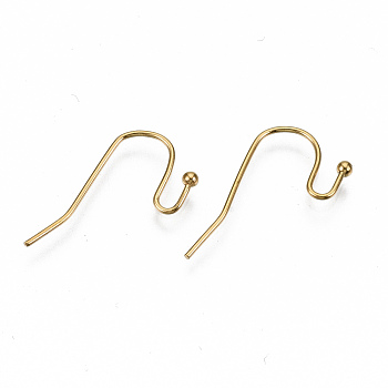 304 Stainless Steel Earring Hooks, Ear Wire, Cadmium Free & Nickel Free & Lead Free, Real 18K Gold Plated, 11x21mm, Pin: 0.7mm