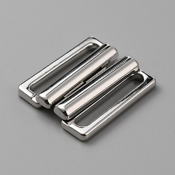 Alloy Bikini Clips, Bra Clasp Replacement Part, Lingerie Front Closure, Platinum, 24x21x4.5mm, Hole: 20x3mm