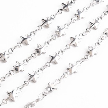 201 Stainless Steel Star & Oval Link Chains, Soldered, Stainless Steel Color, 10x5x2mm, about 3.28 Feet(1m)/Strand