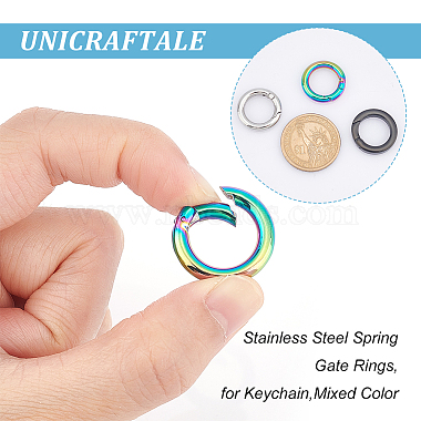unicraftale 4pcs 4 styles 304 anneaux de portail à ressort en acier inoxydable(STAS-UN0040-94)-3