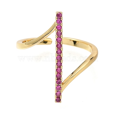 Rack Plating Brass Micro Pave Cubic Zirconia Open Cuff Rings for Women(RJEW-M022-03G)-2