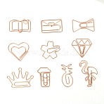 Iron Paperclips, Cute Paper Clips, Funny Bookmark Marking Clips, Include Heart & Sakura & Flamingo & Coffee Cup & Crown & Envelope with Heart & Diamond & Bowknot & Pineapple & Book Shapes, Rose Gold, 20pcs/box(TOOL-X0014-03RG)