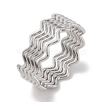 Non-Tarnish 304 Stainless Steel Wave Finger Rings for Women, Stainless Steel Color, 7.5mm, Inner Diameter: 17mm(RJEW-G315-07C-P)