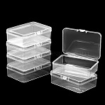 6Pcs PP Plastic Bead Containers with Hinged Lid, Rectangle, Clear, 6.2x8.6x2.6cm(CON-SP0001-24)