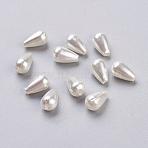 ABS Plastic Imitation Pearl, Teardrop, White, 10x6mm, Hole: 1.5mm(MACR-G002-1)