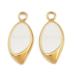 304 Stainless Steel Enamel Pendants, Ion Plating, Golden, Leaf, 22x10.5x3mm, Hole: 2.5mm(STAS-Z166-20A-02)