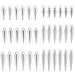 36Pcs 6 Styles 201/304 Stainless Steel Pendants, Cone, Stainless Steel Color, 12~21.5x4~5mm, Hole: 1.4~1.6mm, 6pcs/style(STAS-DC0017-32)