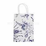 Flower Print Paper Gift Bags with Handles, Rectangle, Purple, 30cm, open: 21x15x8.2cm(TH-CBA170C-05)
