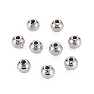 ABS Plastic Beads, Round, Platinum Plated, 6x5.5mm, Hole: 1.6mm, about 4200pcs/500g(SACR-S276-01A-P)