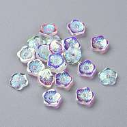 Transparent Glass Beads, Flowers, Clear AB, 8x3mm, Hole: 1mm(GGLA-M004-02A-01)