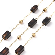 Natural Black Agate Rectangle Beaded Chains, with Golden 304 Stainless Steel Findings, Unwelded, 4~4.5x2~2.5x2~2.5mm, about 3.28 Feet(1m)/Box(AJEW-SZ0002-42L)