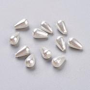 ABS Plastic Imitation Pearl, teardrop, White, 10x6mm, Hole: 1mm(MACR-G002-1)