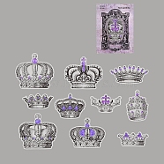 30Pcs 10 Styles Crown Translucent Parchment Paper Stickers, Self-adhesive Decals for DIY Scrapbooking, Medium Purple, Packing: 137x80x3mm, 3pcs/style(PW-WG67829-04)