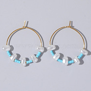 Mixed Rice Bead Vintage Imitation Pearl Earrings for Sophisticated Style, Blue, 28x30mm(DH7154-1)