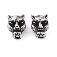 304 Stainless Steel Beads, Large Hole Beads, Tiger, Antique Silver, 24x18x16mm, Hole: 9mm(STAS-B061-04AS)