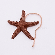 Mediterranean Style Resin Pendant Decorations, with Hemp Rope, Starfish, Saddle Brown, 19cm(HJEW-WH0014-10A)