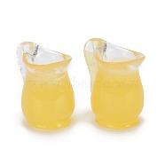 Resin Macaron Juice Glass Cabochons, with DIY Jewelry, Yellow, 18x18.5x12.5mm(DIY-B014-03C)