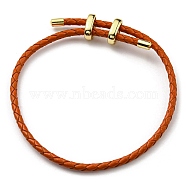 Leather Braided Cord Bracelets, Adjustable Bracelet, Chocolate, Inner Diameter: 5/8~2-7/8 inch(1.5~7.3cm)(BJEW-G675-06G-14)