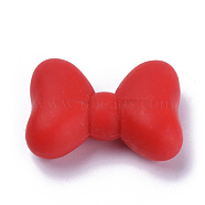 Food Grade Eco-Friendly Silicone Focal Beads, Chewing Beads For Teethers, DIY Nursing Necklaces Making, Bowknot, Red, 21x29x10.5mm, Hole: 2mm(SIL-R006-04)