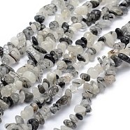 Natural Tourmalinated Quartz/Black Rutilated Quartz Beads Strands, Chip, 5~8mm, Hole: 1mm, about 33 inch(84cm)(X-G-P332-42)