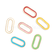 Alloy Linking Rings, with Enamel, Oval, Golden, Mixed Color, 18x9x1.5mm, Inner Diameter: 13x4mm(KK-I671-05G)