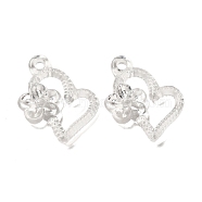 Valentine's Day Transparent Acrylic Pendants, Heart & Flower Charms, Clear, 24x26x4mm, Hole: 2.5mm, about 602pcs/500g(TACR-G048-02B)