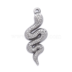 304 Stainless Steel Pendants, Textured, Snake, Stainless Steel Color, 33x13x2mm, Hole: 1.4mm(STAS-K213-06P)