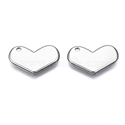 Non-Tarnish 316 Surgical Stainless Steel Pendants, Heart, Stainless Steel Color, 12x19.5x1.5mm, Hole: 1.8mm(STAS-ZX013-06P)