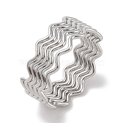 Non-Tarnish 304 Stainless Steel Wave Finger Rings for Women, Stainless Steel Color, 7.5mm, Inner Diameter: 17mm(RJEW-G315-07C-P)